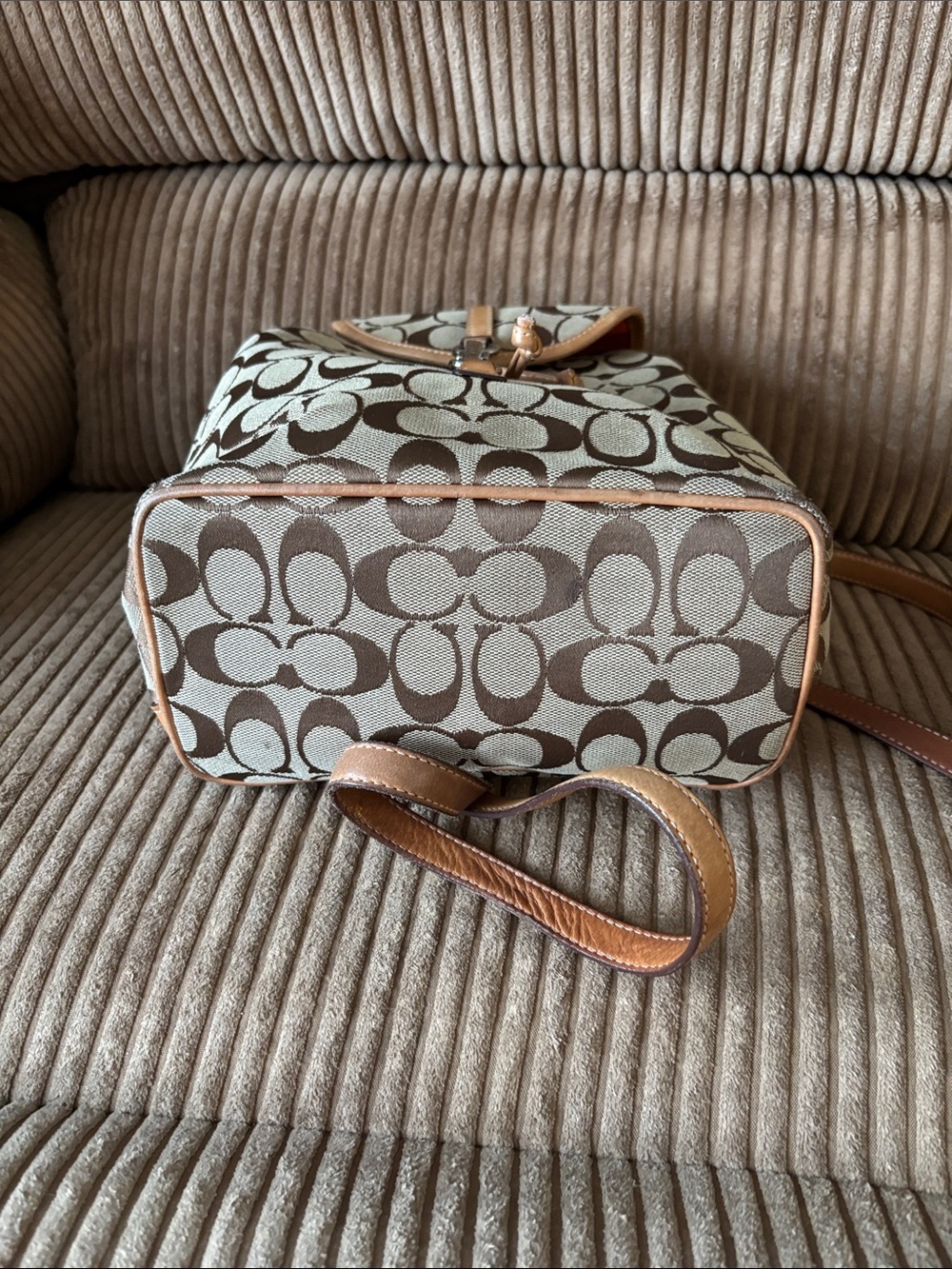 Coach Canvas Signature Backpack in Brown and Tan - Picture 3 of 9